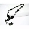Handmade Black Agate beaded Corded Casual style Hippie BOHO Tassel