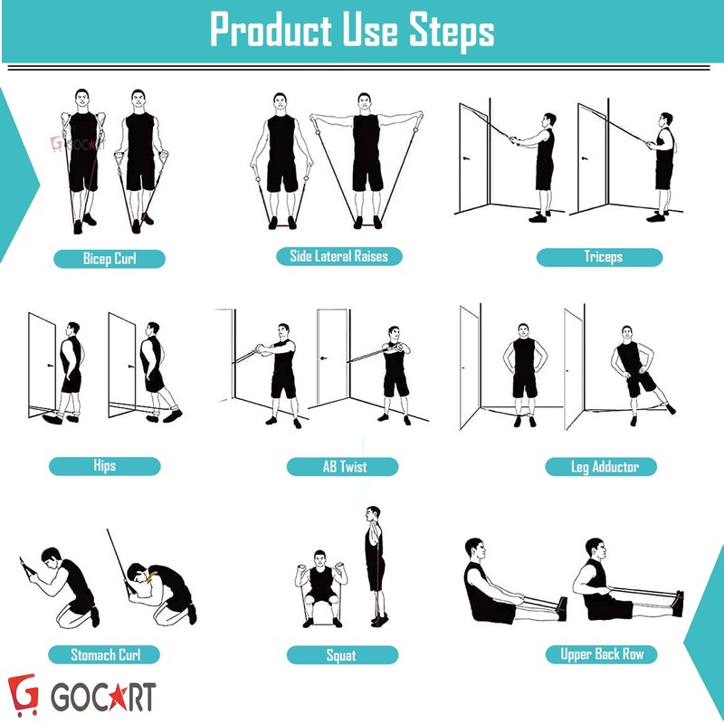 GOCART WITH G LOGO 9 pcs Resistance Band Set -