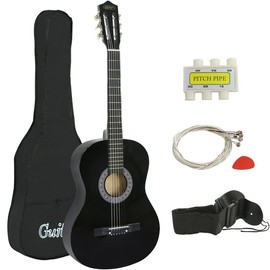 ZENY 38-in Kid Beginner Acoustic Guitar Set Right-handed W/Case, Strap, Pitch Pipe, Pick - Blue:_Black