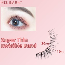 Miz Barn Daily Lashes 4 Pairs Natural Look False Eyelashes, Natural Soft Lightweight Comfortable Short Lashes Strip Cross Clear Band Handmade Fake Eyelashes(GT10)
