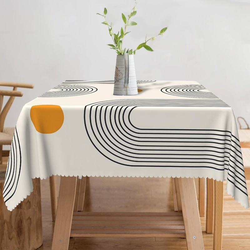 TTQYFNM 60x60inches Boho Mid Century Square Tablecloth Minimalist Abstract Arch