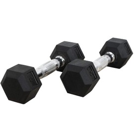 Valor Fitness RH Rubber Hex Dumbbells for Strengthening and Toning Muscles - Multiple Weight Options Available, 5 lb