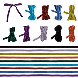 Pandahall 27 Yards 3/8" Wide Velvet Ribbon 9 Colors Christmas Single Face Velvet Ribbon Gift Wrapping Ribbons for Bow Wreath Decoration Wedding