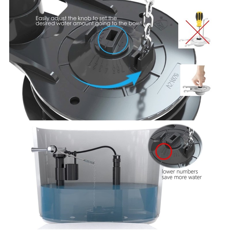 R&T 3-Inch Toilet Flapper Valve Adjustable Flush Volume Toilet Repair