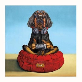 Pigment Productions Funny Birthday/Blank Card - General Card for Men - Dog With Headphones and Game Controller - Eco-Friendly