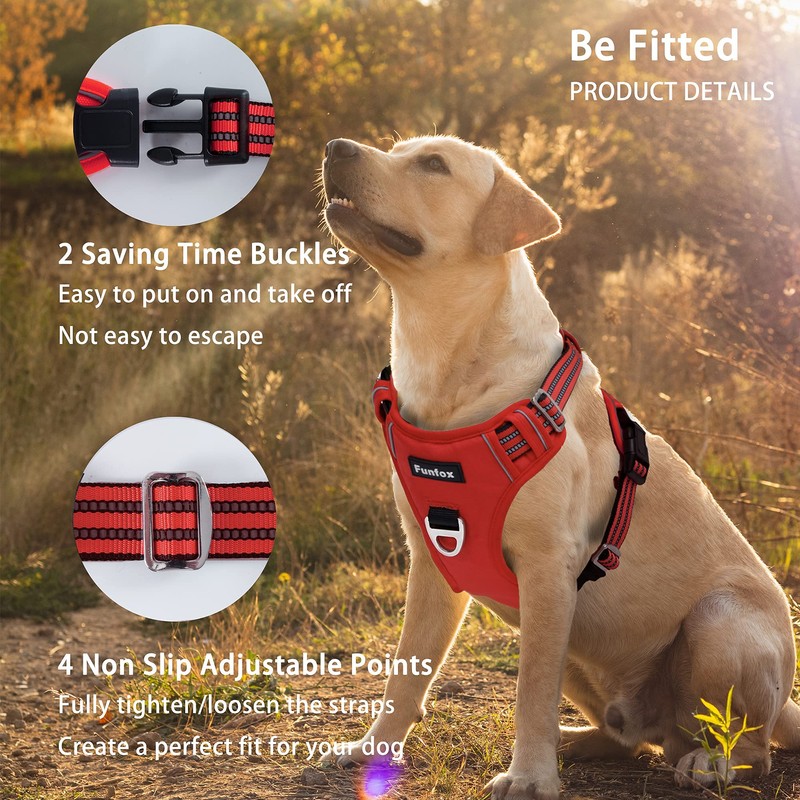 Funfox Medium Dog Harness No Pull, Adjustable Dog Vest for