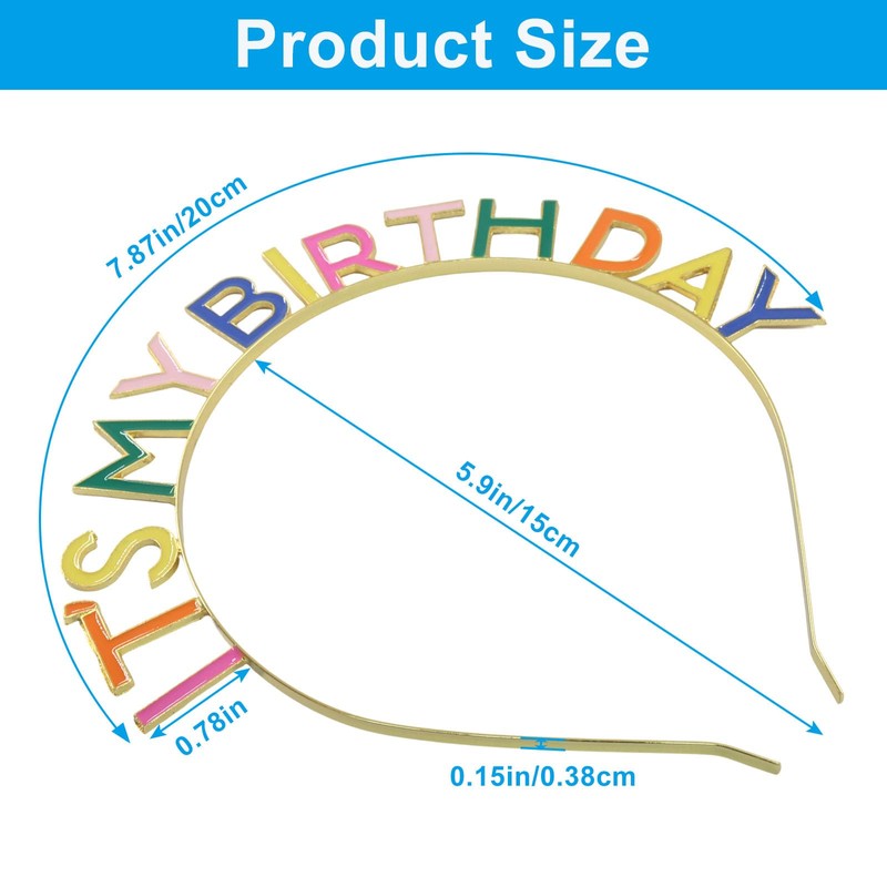 Zorfeter Colorful Birthday Crown, Rainbow It's My Birthday Headband