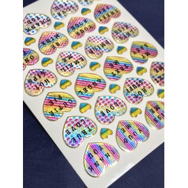 XIAXIN TSS-653 (1) Waterproof Hologram Glitter PVC Heart Sticker Set, Weather Resistant, Water Resistant, Heart Character, Suitcase, Nameplate, Locker