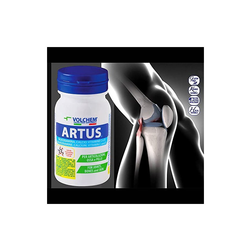 Volchem Artus, Integratore Alimentare con Glucosamina, Vitamina C, Vitamina D3
