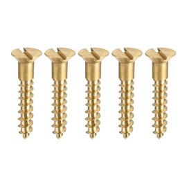 sourcing map Wood Screws M3.5 x 20mm Slotted Flat Head Brass Self-Tapping Screw 100 Pcs