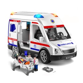 Doloowee Ambulance Toy for Kids 3 4 5 6 7 8 Years Old Friction Powered Truck with Light and Sound Emergency Vehicle Toys for Boys Girls Gifts for Age 3-12 Boys Girls