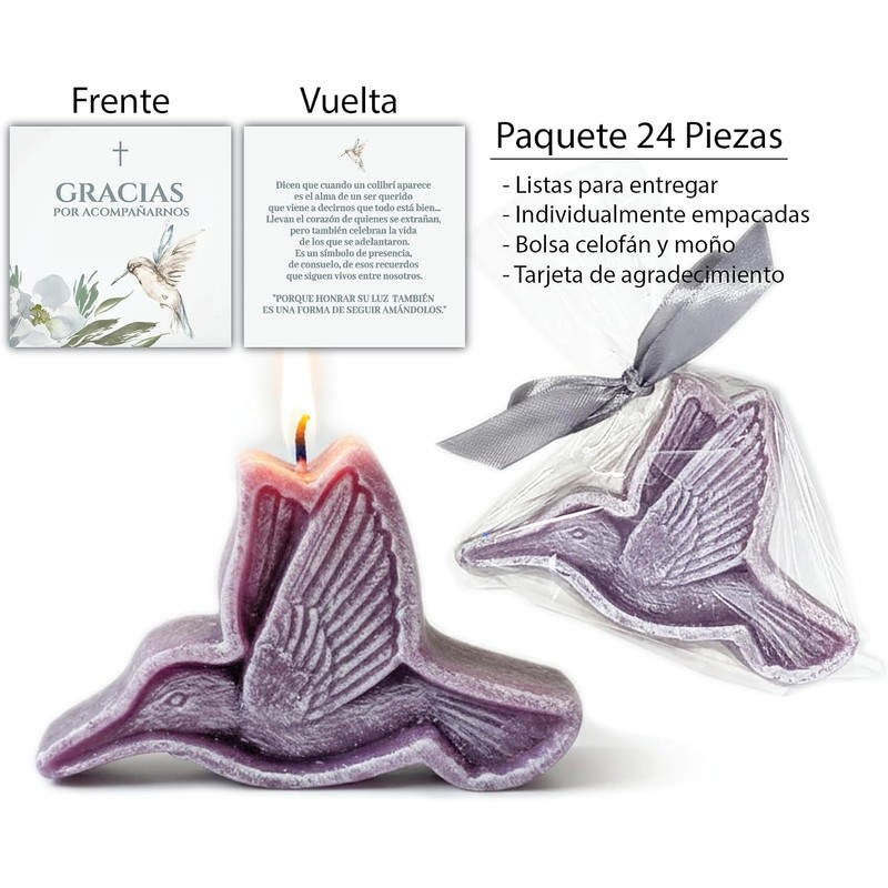 Velas colibrí aromáticas Gardenia y Lavanda – Pack 24 para