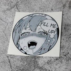 Car Styling Decals for Anime Girl Fill me Up Tape Auto Truck Fuel Oil Tank Sticker (A, 13x13cm)