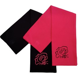 Ragged Rose Tea Towels for Kitchen - 50 cm x 70 cm Pair of Kitchen Cloths for Drying Dishes, Wiping Countertops, & Handling Pots - Machine Washable & Durable - Pink/Black, Pack of 2