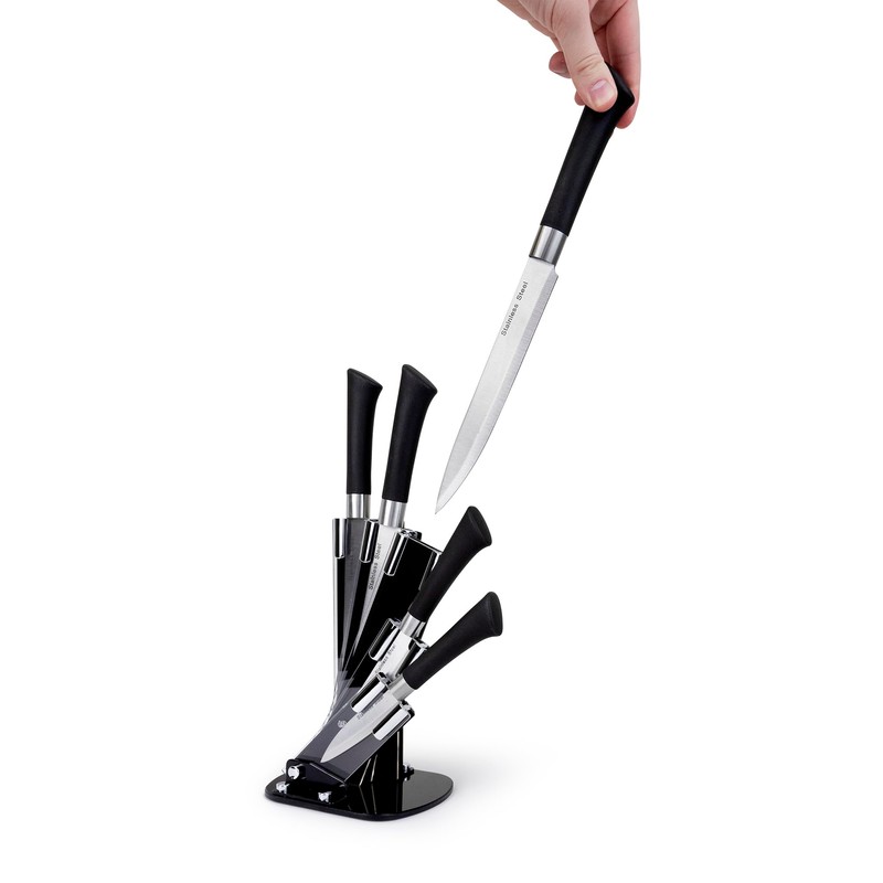 5 Piece Stainless Steel Knife Set with Acrylic Stand –