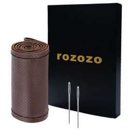 Fit 14.5-15inch Diameter Microfiber Leather Sporty Steering Wheel Cover Universal Fits for 97% Truck,SUV,Cars, Anti-Slip Safety Comfortable Desgin-Full Hole-Coffee