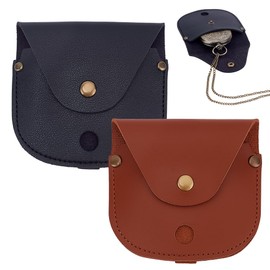 PH PandaHall 2pcs Leather Pocket Watch Pouch, Classic Watch Case 8.8x9.5 cm Protective Bag Watches Holder Carry Case with Clasp for Travel Outdoor, Men Gift, Brown and Black