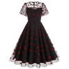 Red Heart Print Dress Valentines Day Dresses Black Sheer Mesh