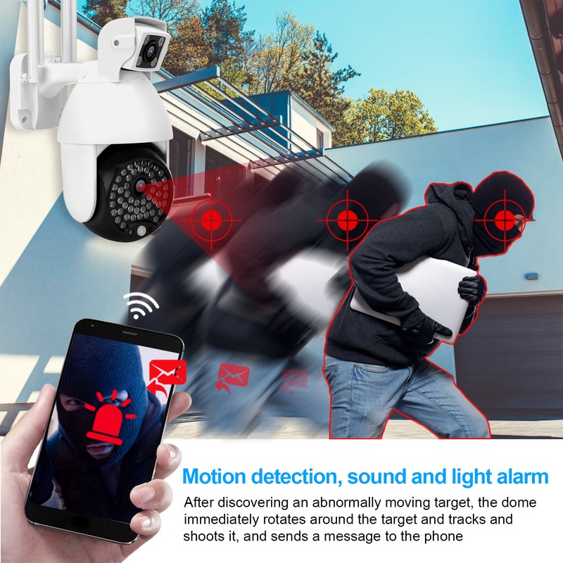 1080P Wifi PTZ Camera 60 Lights Dual Lens IP66 Waterproof