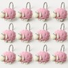 Pink Sheep Resin Shower Curtain Hooks 12 Pack Cute Animal