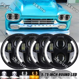 JESUO for Chevy 3100 Truck 1958 1959 4pcs 5.75" Round LED Headlights Hi/Low Beam