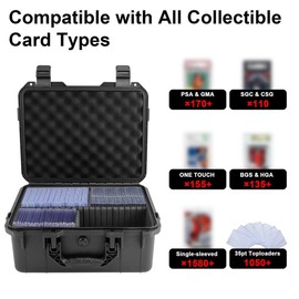 Camkinger Graded Card Storage Box, Hold 1050+ 35PT 3"x4" Toploader Storage Box, PSA Slab Case for SGC CSG BGS, Trading Card Case with 2 Locks, Sports Cards Organizer for Magnetic MTG Deck (M)