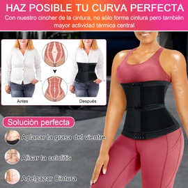 Eleady Reductor Abdominal Mujer Traje De Sauna Faja Neopreno Sudoración Entrenador de Cintura Abdomen Soporte Lumbar Ajustable