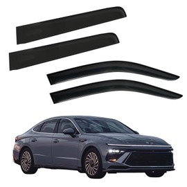 WGGDRAQQ 4Pcs Set Tape-On Rain Guards Window Visors for Hyundai Sonata 2020-2024 Window Deflectors Black