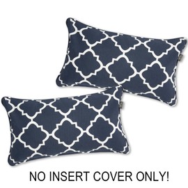 FUNHOME Outdoor Lumbar Pillow Covers 12x20 inch Set of 2,Waterproof Decorative Pillows Cover with Hidden Zipper,for Sofa Headrest,Patio Furniture Couch Chair,No Insert(Blue Geometry)