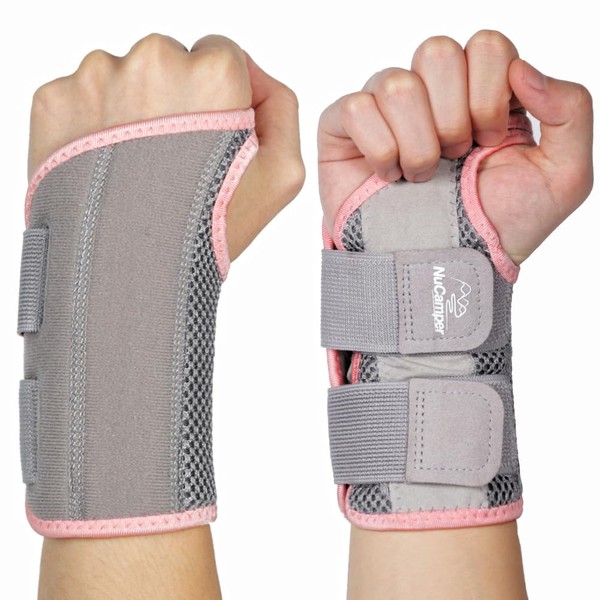 NuCamper Breathable Wrist Support Wrist Bandage with Metal Splint Stabiliser Men Women Wrist Brace Adjustable Wrist Splint for Arthritis, Tendonitis, Sprain