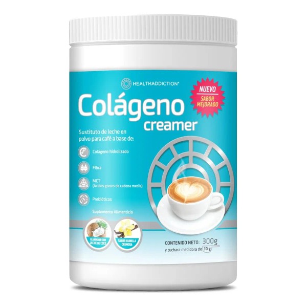 Colágeno Creamer Healthaddiction Sin Lactosa Sabor Vainilla Cremosa con Leche