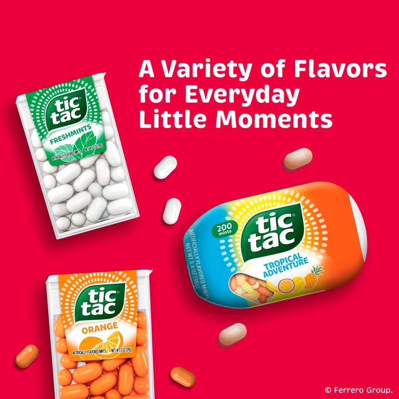 Tic Tac Strawberry & Cream, On-the-Go Pocket-Sized Mints, 100 pieces,