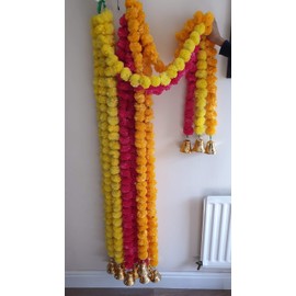 1 PC marigold Garland with Bell1pc.wedding mehndi party 5 feet appox