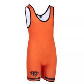 KO Sports Gear - Unisex Wrestling Singlet, Comfortable & Breathable, 4 Way Stretch, Full Range of Youth and Adult Sizes, Orange, Adult L