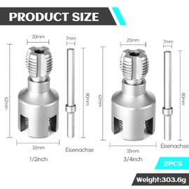 CUVZORA Internal External Tap Cutter, 1/2 Inch and 3/4 Inch Pipe Tap with Integrated Adapter, High Precision Cut for PVC, Brass and Water Pipes, Perfect for Professionals and DIY Enthusiasts