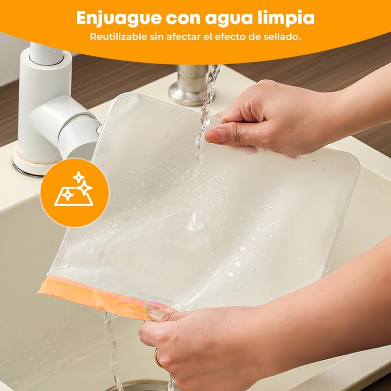 12Pcs Bolsas Reutilizables para Alimentos Herméticas y Ecológicas (Verde, 28x26cm)