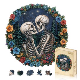 Jigfoxy Skeleton 2 Wooden Jigsaw Puzzles for Adults, 272pcs Unique Animal Shape Wood Puzzles, Birthday Gifts for Family Friend with wooden box(13.4 * 13.4in)