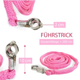Lead Rope Horse Tie Rope for Horses with Sturdy Panic Hook Length 2 m Many Colours (Pink)