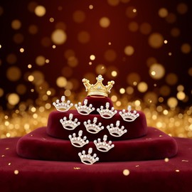 PurYupearl 10Pcs Gold Alloy Crown Charms Rhinestone Pendant DIY Decoration Accessories for Necklace Bracelet Earring Jewelry Making Beading and Jewelry Making 0.98 inch x 0.82 inch