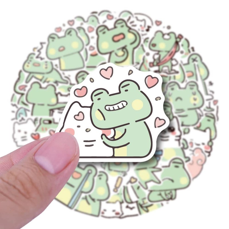50 Pcs Frog Stickers Cute Animal Vinyl Stickers for Laptop