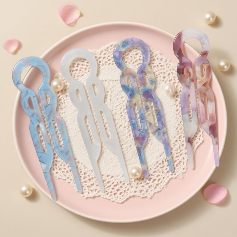 4PCS U-Shaped French Hair Pins for Women - Acetate Hair