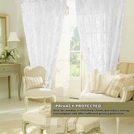 Voile Curtains,Net Curtains 39x78 Inch Drop Curtain 1 Panel Net Curtain for Windows,White Sheer Curtains,Floral Embroidered Sheer Window Curtains Rod Window Voile Drapes for Living Room Bedroom