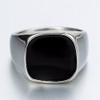 Stainless Steel Black Enamel Signet Ring (10)
