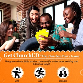 Kulture Games Get ChurchED | The Christian Party Game| Christian Gifts & Cards | Bible Trivia Game | Charades Games | Family & Youth Groups | Bible Quiz (Sing, Act/Charades, Explain)