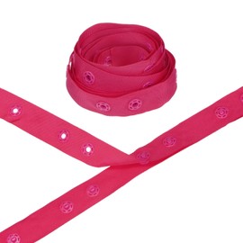 M METERXITY Plastic Snap Buttons, 2 Yards Plastic Snaps, Polyester Tape Hook & Eye Zipper Popper Press Stud Fastener for Sewing/Clothes/Fabric/DIY Craft [Dark Red, 36mm Spacing]