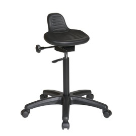 Work Smart Office Star KH Series Urethane Saddle Seat Stool with Height Adjustment and Tilt Seat, Black
