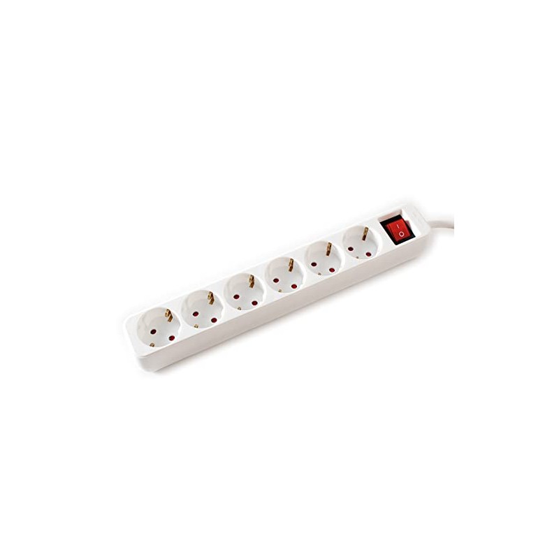 VALUE 6 Way Power Strip with Switch, White, 6 m