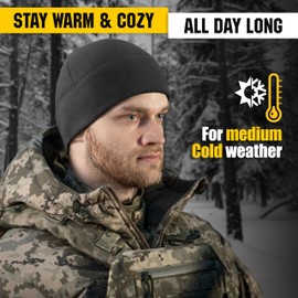 M-Tac Elite Fleece Watch Cap - Military Tactical Beanie Hat Winter Skull Cap (Black, M)
