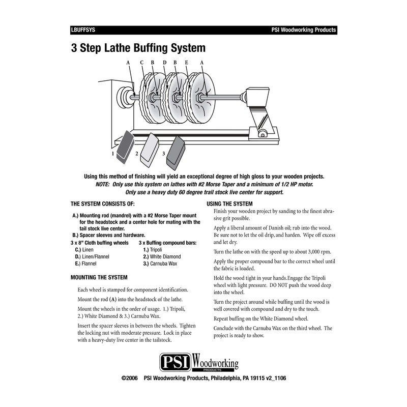 PSI Woodworking LBUFFSYS 3-Step Lathe Buffing System