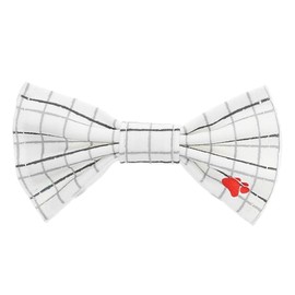 Pavilion - White Checkered - Canvas Medium/Large Dog Over The Collar Elastic Band Bow Tie Attachment Puppy Doggy K9 Rescue Adoptive Dog Pet Accessories Embellishment